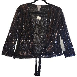 NWT Chico's Travelers Collection Navy Sequin Ginger Jacket Medium